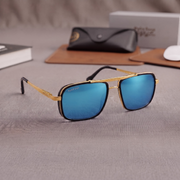 Sunglasses For Men With Aqua Blue Mercury Glass & Golden Frame 4413 Square Sunglass By Sunglasses Deal