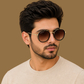 Sunglasses For Men With Brown Shade Glass & Golden Frame 4612 Panto Round Sunglass By Sunglasses Deal