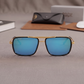 Sunglasses For Men With Aqua Blue Mercury Glass & Golden Frame 4413 Square Sunglass By Sunglasses Deal