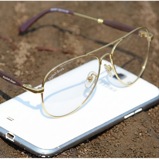 Sunglasses For Men With Clear Glass & Golden Frame 3517 Aviator Oval Sunglass By Sunglasses Deal