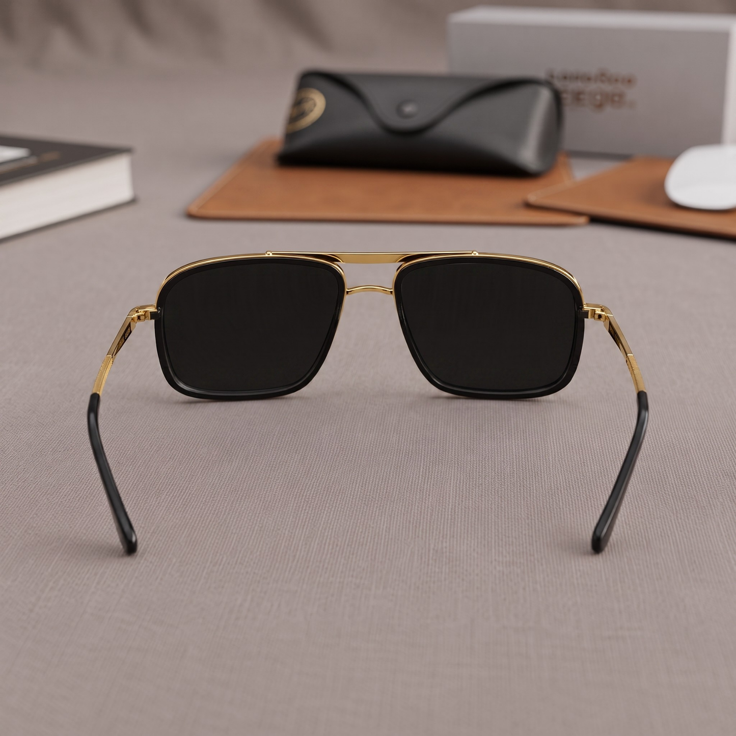 Sunglasses For Men With Aqua Blue Mercury Glass & Golden Frame 4413 Square Sunglass By Sunglasses Deal