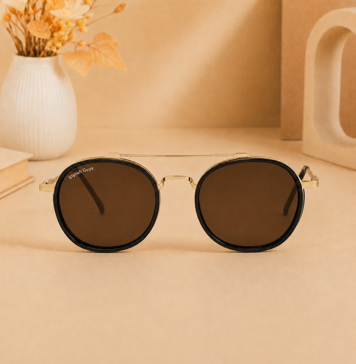 Sunglasses For Men With Brown Glass & Golden Frame 4612 Panto Round Sunglass By Sunglasses Deal
