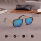 Sunglasses For Men With Aqua Blue Mercury Glass & Golden Frame 4413 Square Sunglass By Sunglasses Deal