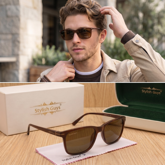 Sunglasses For Men With Brown Glass & Brown Frame 4708 Square Sunglass By Sunglasses Deal