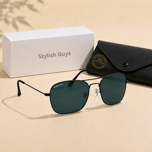 Sunglasses For Men With Black Glass & Black Frame 3136 Square Sunglass By Sunglasses Deal