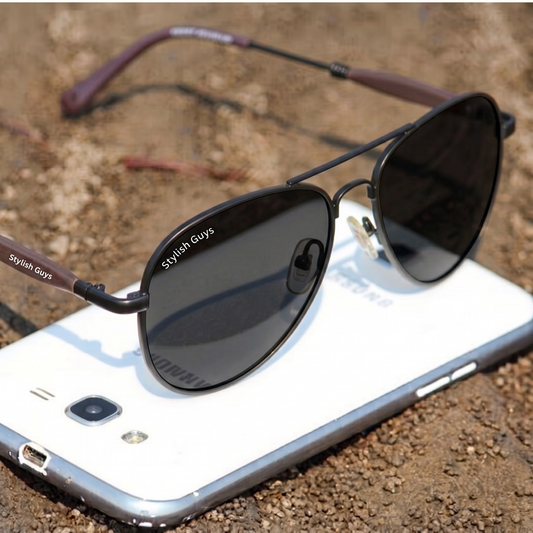 Sunglasses For Men With Black Glass & Black Frame 3517 Aviator Oval Sunglass By Sunglasses Deal