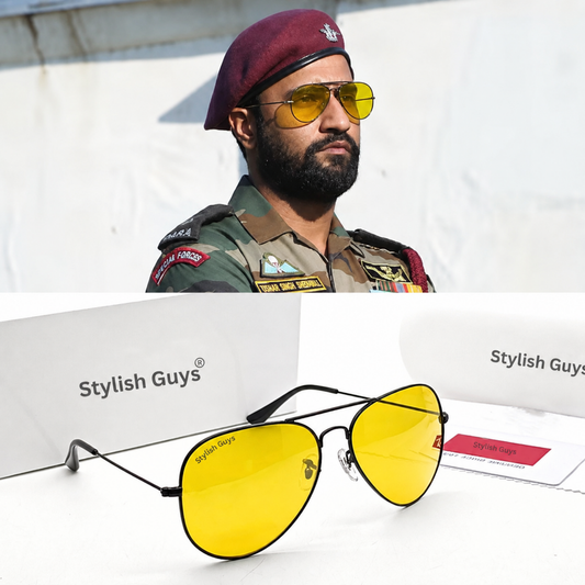 Sunglasses For Men With Yellow Candy Glass & Black Frame 3026 Aviator Sunglass By Sunglasses Deal