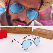 Sunglasses For Men With Blue Candy Glass & Black Frame 3026 Aviator Sunglass By Sunglasses Deal
